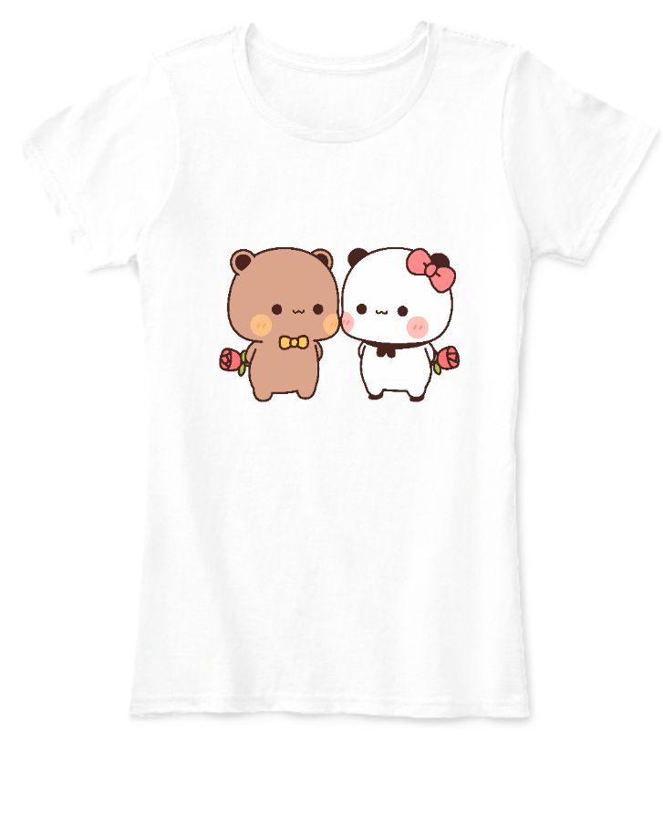 Women T-Shirt Bear and Panda ready to propose love - Front