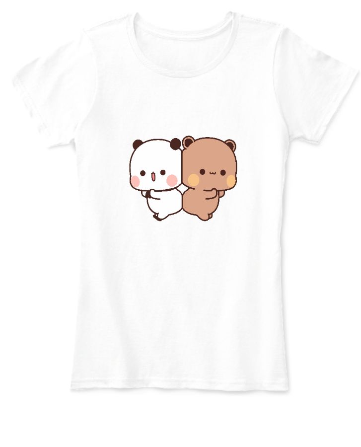 Women T-Shirt Bear and Panda standing together 2 - Front