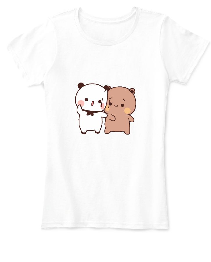 Women T-Shirt Bear and Panda standing together - Front