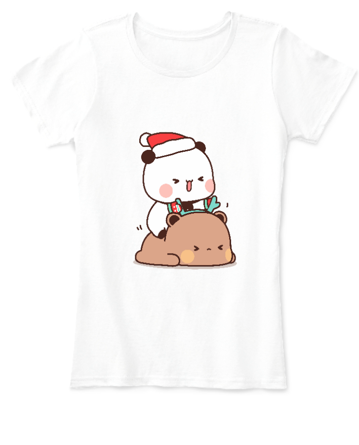 Women T-Shirt Bear sitting on Panda Winter - Front