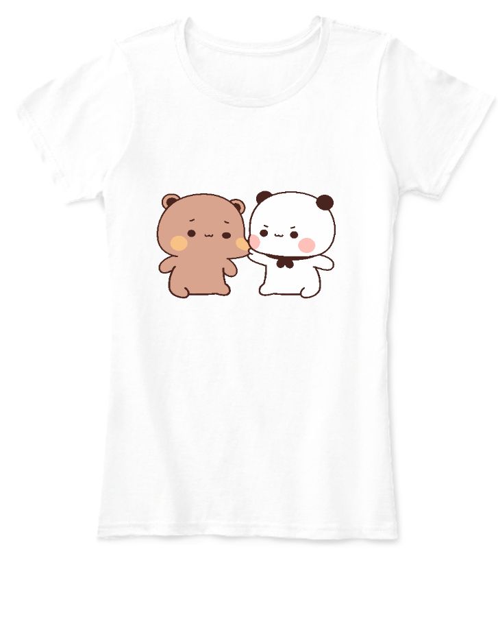 Women T-Shirt Panda pulling bear's cheek - Front