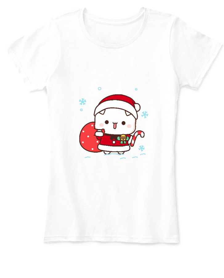 Women T-Shirt Peach Santa Winter - Front
