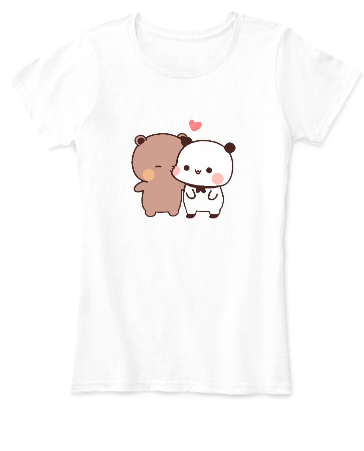 Women T-Shirt bear kissing panda - Front