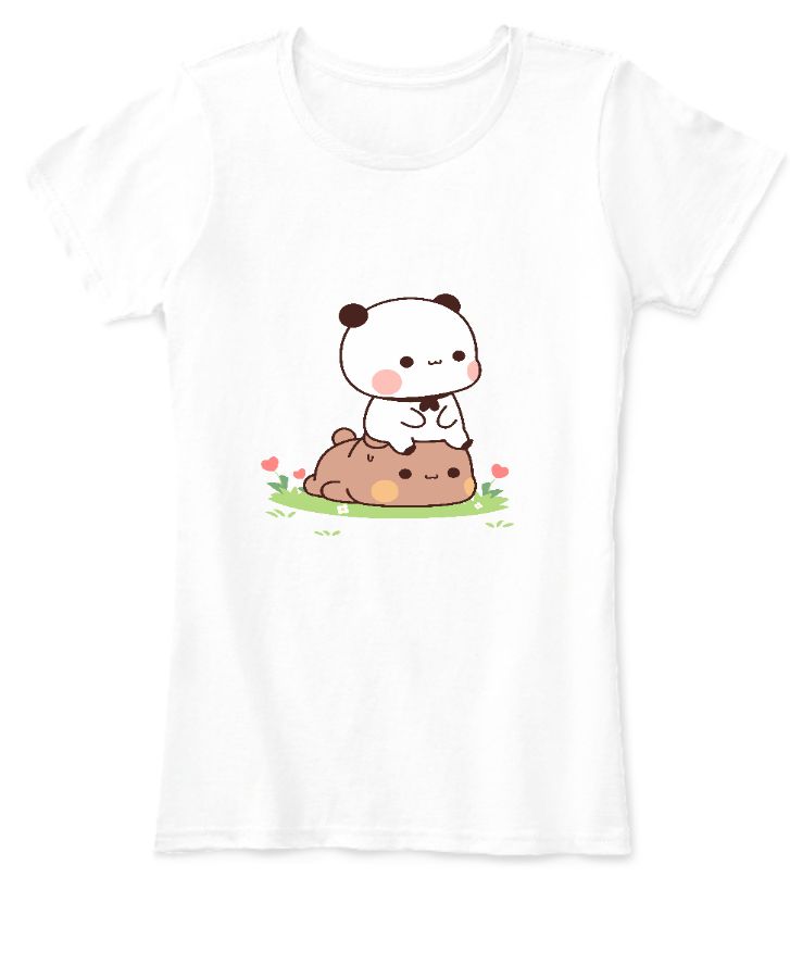Women T-Shirt panda sitting on bear - Front