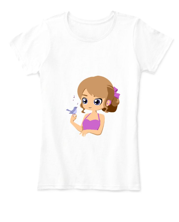 Women white t-shirt89 - Front