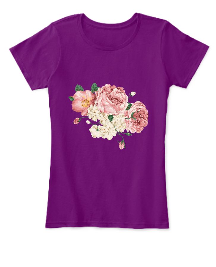 Womens T-shirt with Rose flowers - Front