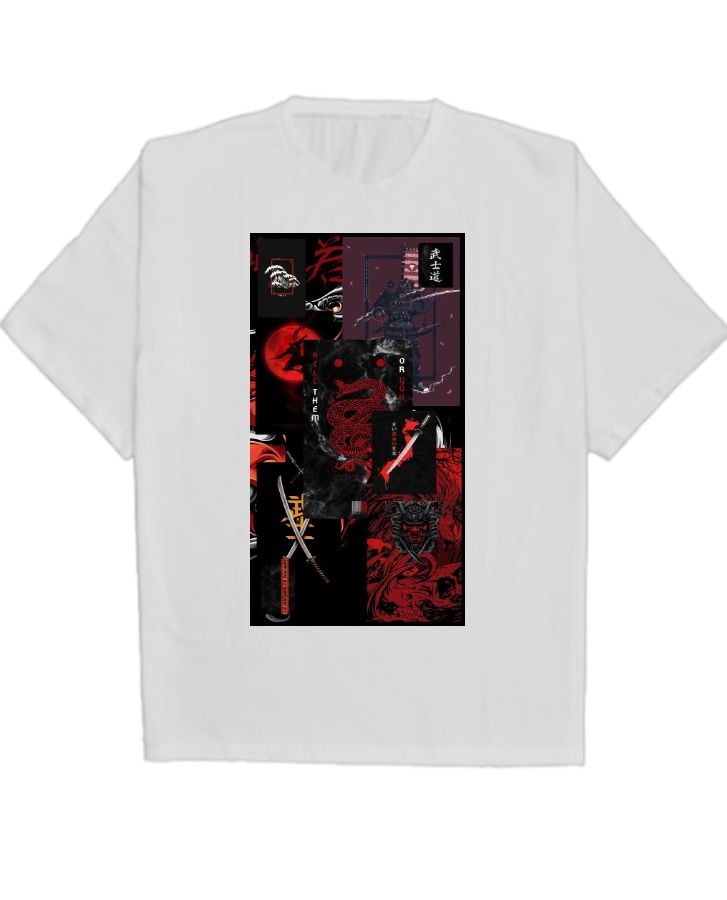 aesthetic Japanese dark collage oversized t-shirt