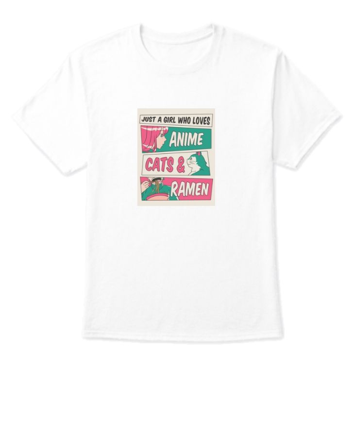 cats and anime japanese food noodles illustration | Half Sleeve T-Shirt - Front