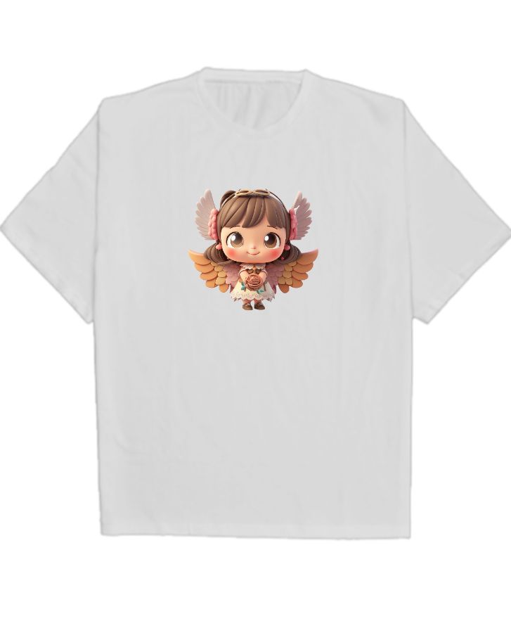 cute girl| half over size tshirt - Front