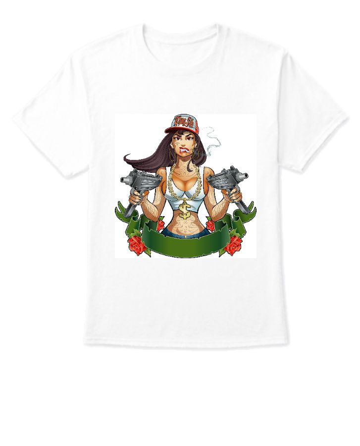 gangsta girl  print half sleeve t shirt - Front