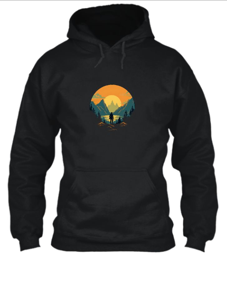 hiker silhouette and mountains - Front