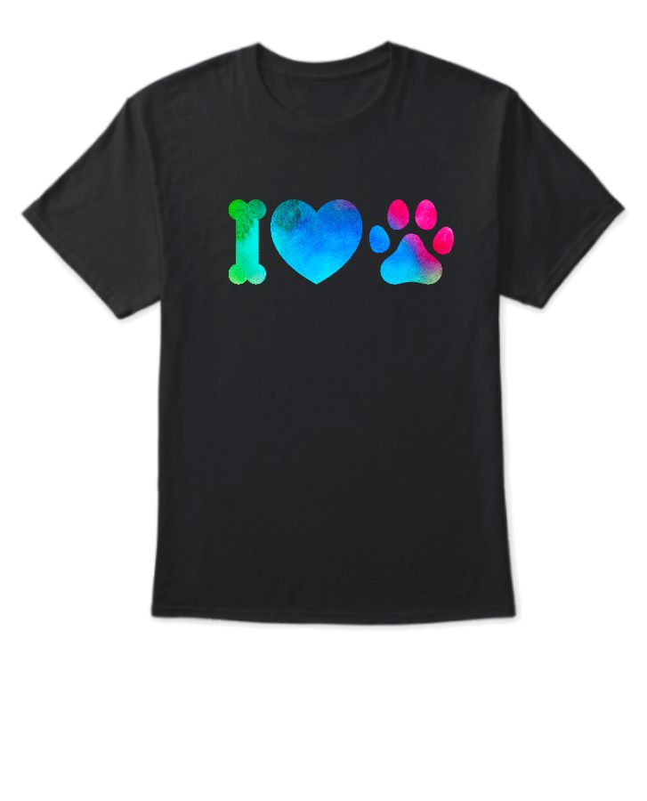 i love paw full body print Tshirt - Front