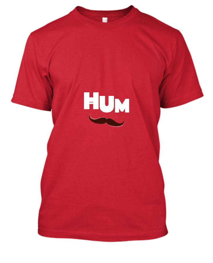 Half Sleeve Red Tshirt for men. Moustache pride - Front