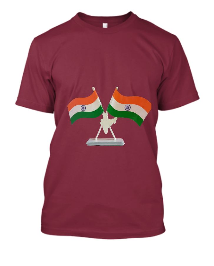 reddish colour t shirt with flag print - Front
