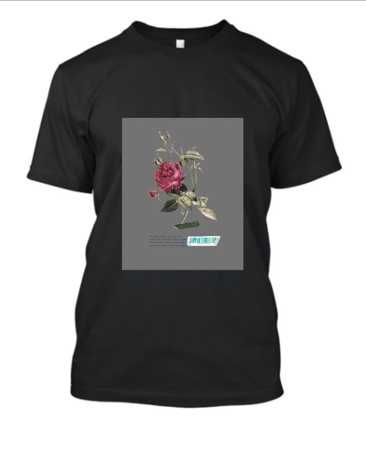 rose print black t shirt - Front