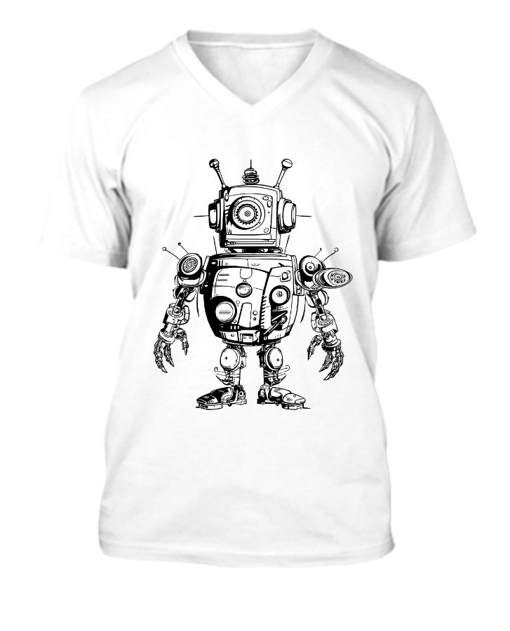 simple t shirt with robotic desgine  - Front