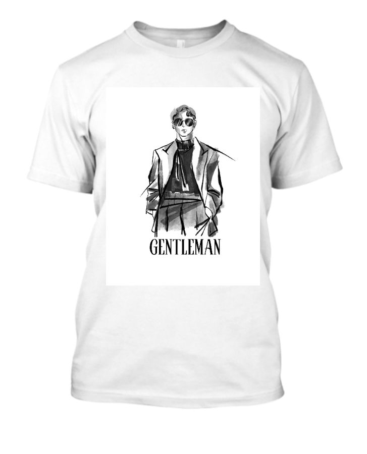simple white gentelman tshirt - Front