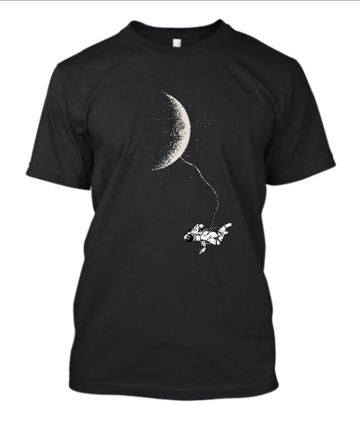 space art| moon| astronaut hanging tee  - Front