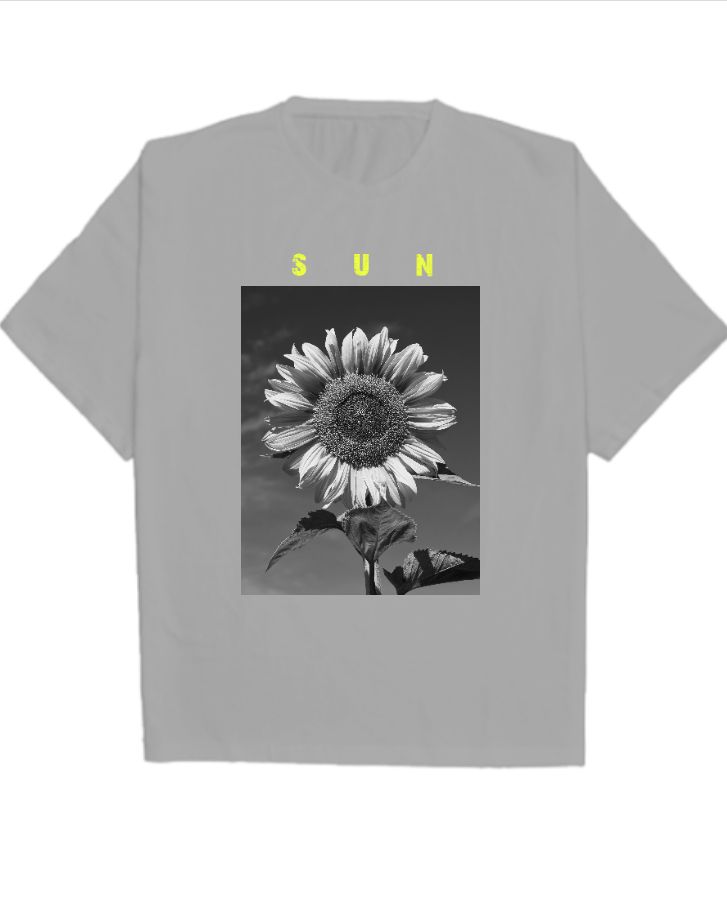 sunflower designed oversize t-shirt. - Front