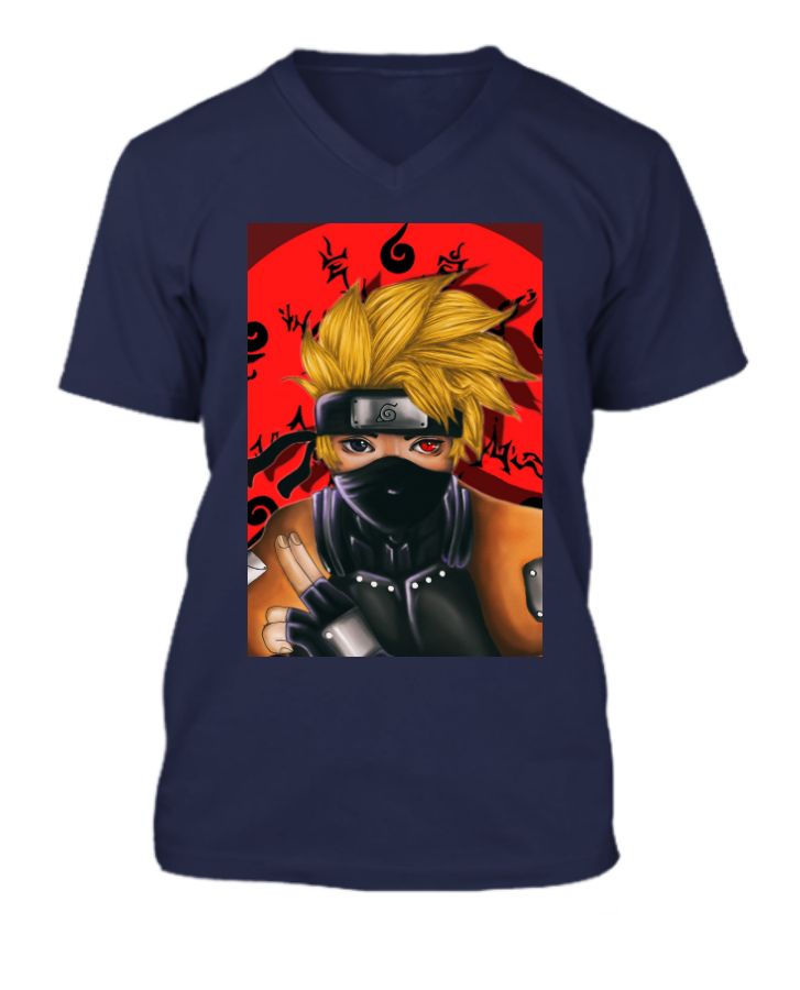 v-neck tee design for anime boys - Front
