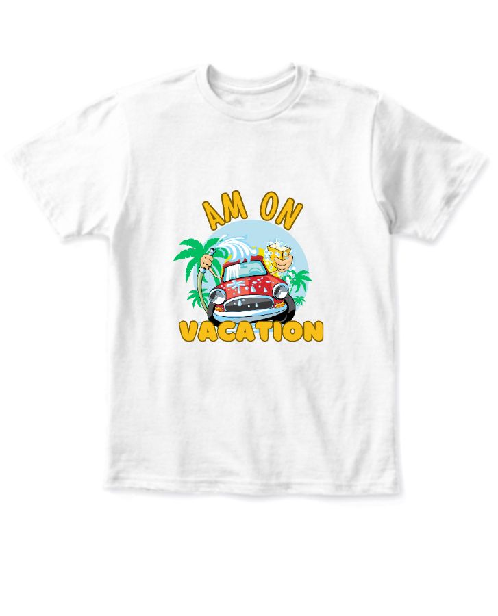 vacation,Round Neck, Half Sleeve Tshirt for Kids - Front