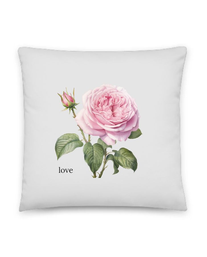 white pillow(rose) - Front