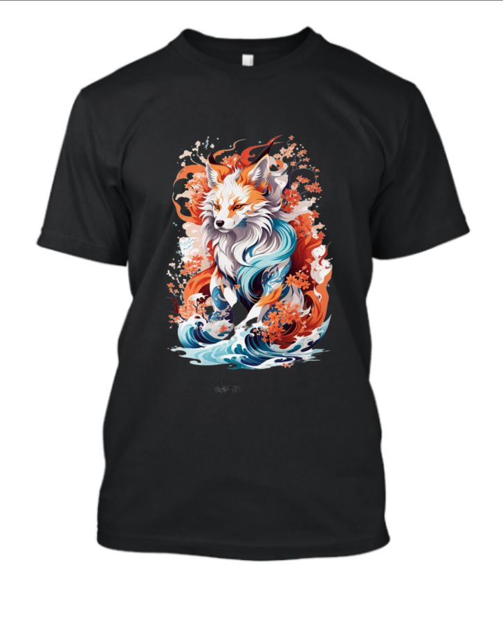 withe wlof black tshart  - Front