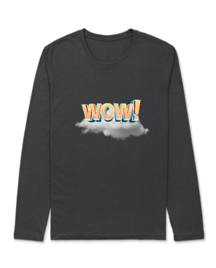 wow! black t-shirt design - Front