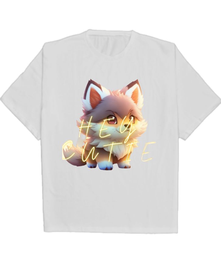 youture design hey cutie oversized t shirt - Front
